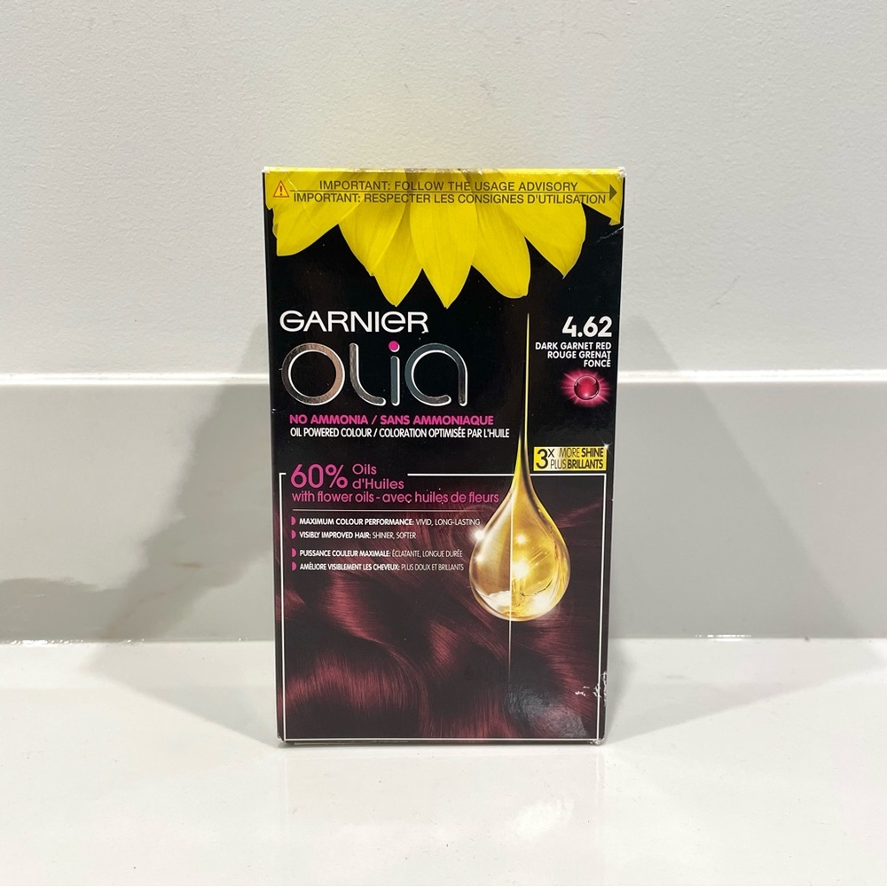 🟠5/$25 NEW Garnier Olia Hair Dye (4.62 Dark Garnet Red)